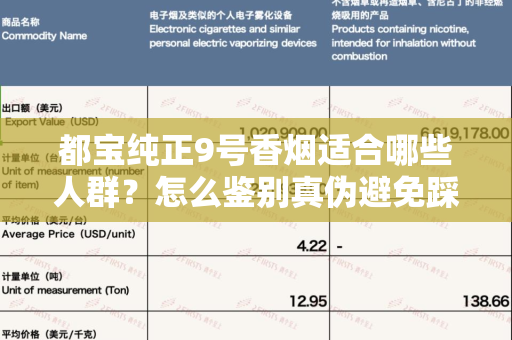 都宝纯正9号香烟适合哪些人群？怎么鉴别真伪避免踩坑？